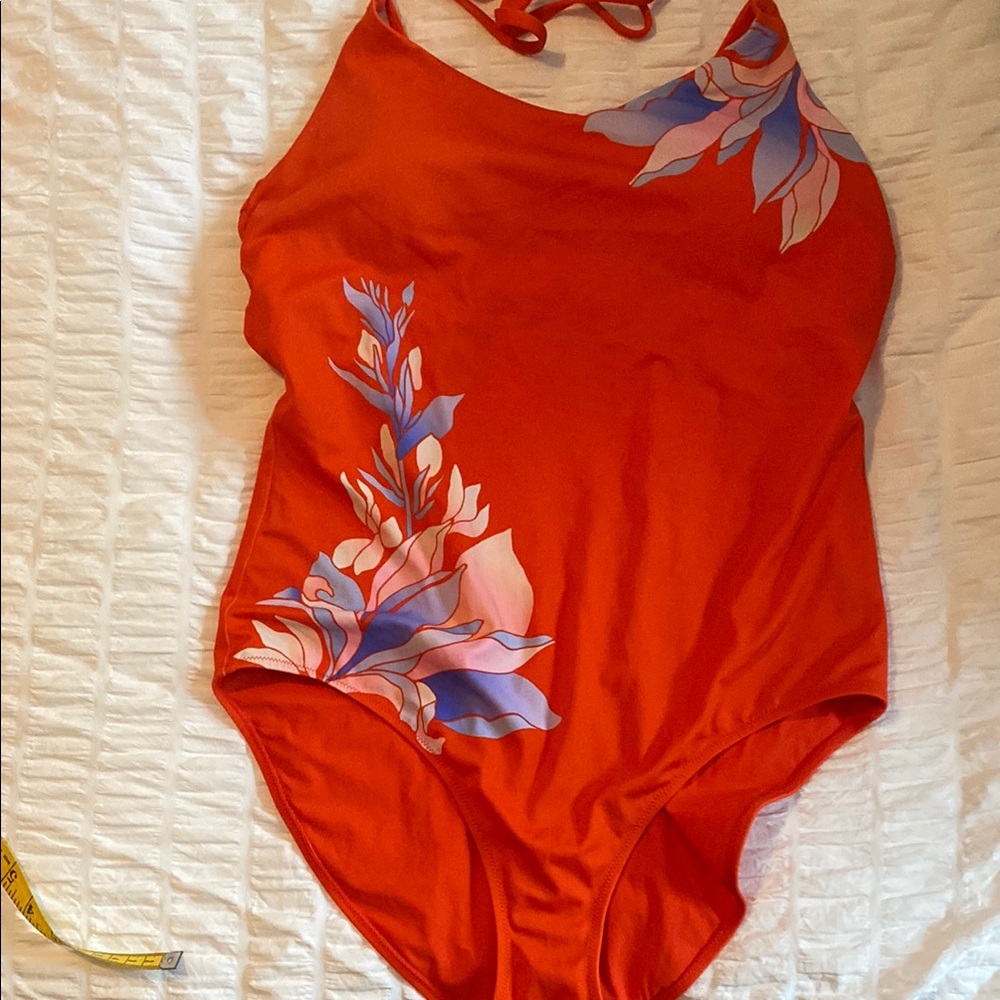 Athleta Red Floral One Piece Swimsuit
